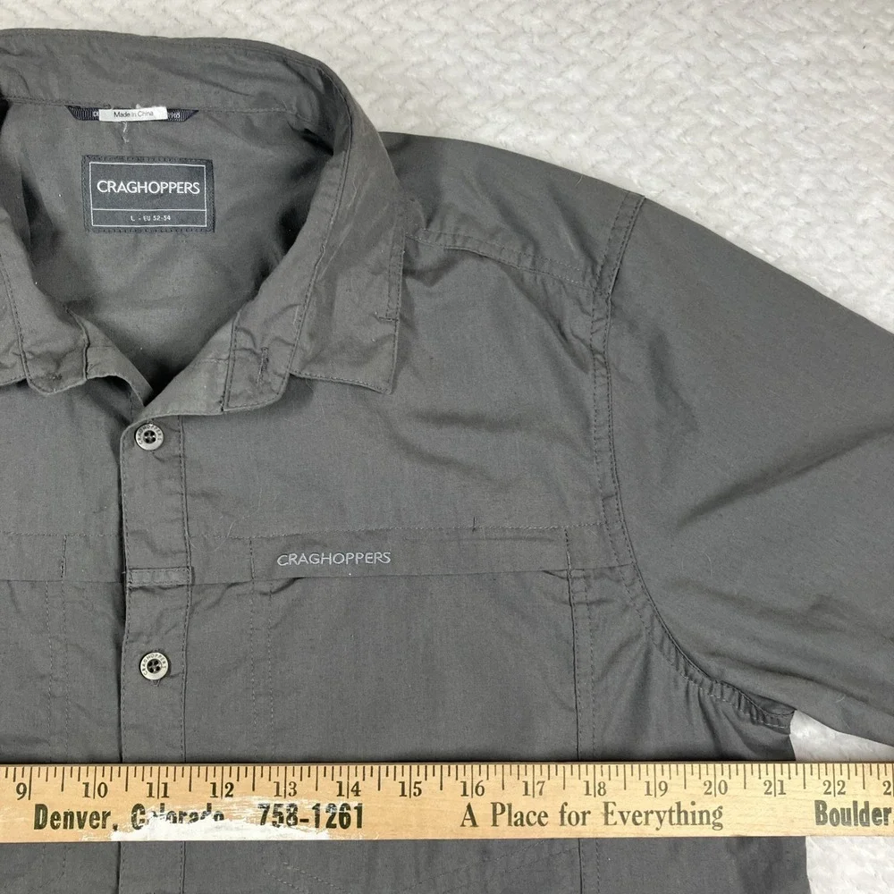 Craghoppers Solar Shield Shirt Mens Large Gray Short Sleeve Outdoors Hiking‎